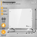 TRESKO Elektroheizung Wei 2000W Glaskonvektor Konvektor Wand Heizung Glas Heizkrper Bad