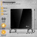 TRESKO� Elektroheizung Schwarz 1500W Glaskonvektor Konvektor Wand Heizung Glas Heizk�rper Bad