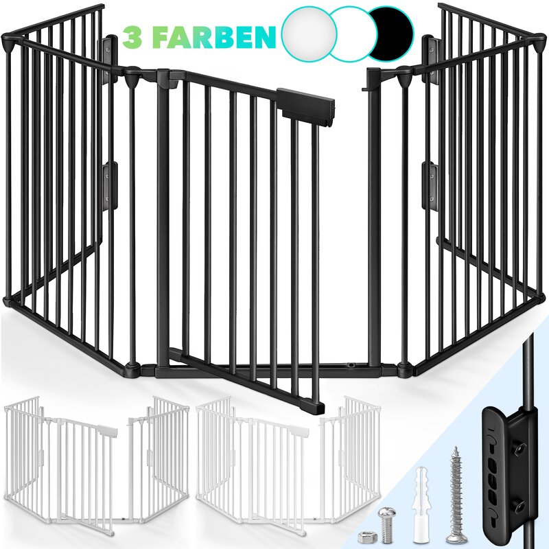 KIDUKU Kaminschutzgitter Baby mit Tr Metall 240 - 600 cm | Absperrgitter Ofenschutzgitter faltbar | Konfigurationsgitter