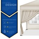 tillvex 2X Seitenwand beige fr Pavillon 3x3m & 3x6m | Faltpavillon Seitenteile wasserabweisend | Seitenfenster & Reiverschluss | Seitenwnde fr Gartenzelt Partyzelt