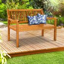 tillvex Gartenbank Holz Hellbraun 150 cm / 3 - 4 Personen Parkbank Massiv Sitzbank Garten Gartenmbel