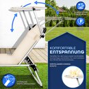 tillvex� Sonnenliege mit Dach und Kopfkissen Beige - Basic Polsterung | Gartenliege Liegestuhl klappbar | Strandliege mit verstellbarer R�ckenlehne, Tragegriff, gepolsterte Liegefl�che | Aluminium Liege