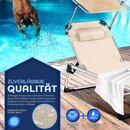 tillvex� Sonnenliege mit Dach und Kopfkissen Beige - Basic Polsterung | Gartenliege Liegestuhl klappbar | Strandliege mit verstellbarer R�ckenlehne, Tragegriff, gepolsterte Liegefl�che | Aluminium Liege