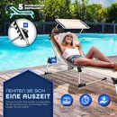 tillvex� Sonnenliege mit Dach und Kopfkissen Beige - Basic Polsterung | Gartenliege Liegestuhl klappbar | Strandliege mit verstellbarer R�ckenlehne, Tragegriff, gepolsterte Liegefl�che | Aluminium Liege