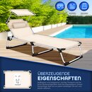 tillvex� Sonnenliege mit Dach und Kopfkissen Beige - Basic Polsterung | Gartenliege Liegestuhl klappbar | Strandliege mit verstellbarer R�ckenlehne, Tragegriff, gepolsterte Liegefl�che | Aluminium Liege