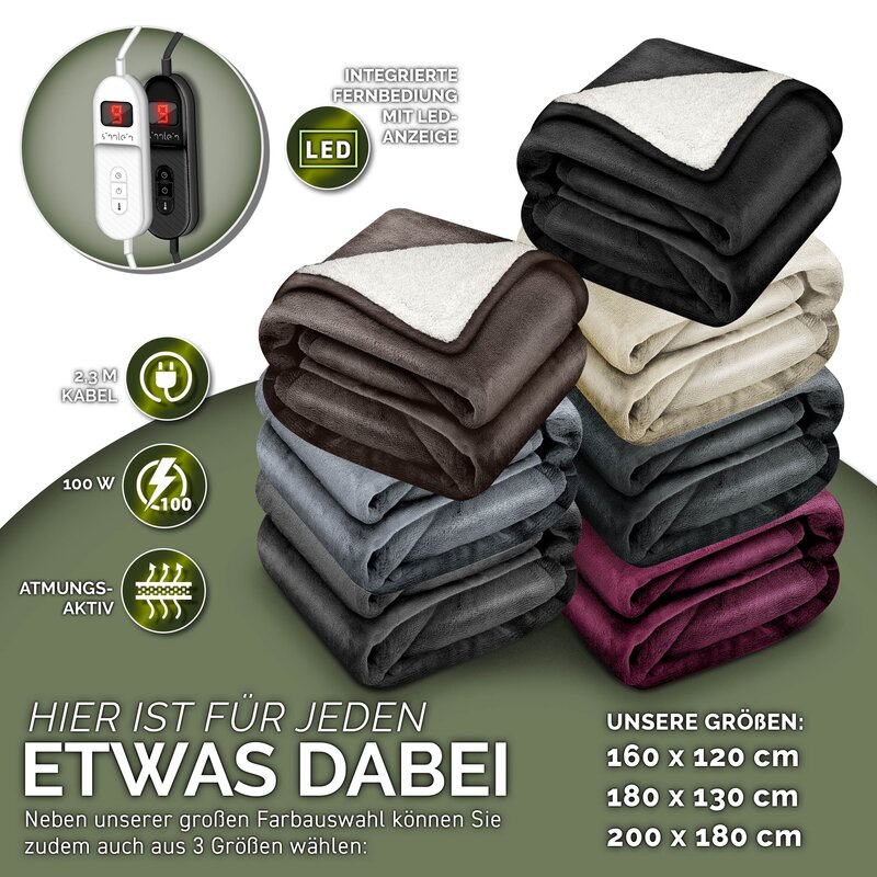 Heizdecke Elektrisch Wärmeunterbett XXL Wärmedecke Abschaltautomatik Wärmebett E - Foto 6