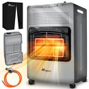 TRESKO 4200 Watt Gasheizer grau inkl. Gasdruckregler Gasschlauch + Abdeckung | Gasofen Gasheizofen Keramik mit 3 Stufen | Infrarot Gasheizgert Heizstrahler fr Butan- oder Propangasflaschen bis 15 kg