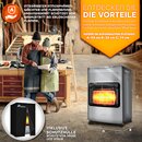 TRESKO 4200 Watt Gasheizer grau inkl. Gasdruckregler Gasschlauch + Abdeckung | Gasofen Gasheizofen Keramik mit 3 Stufen | Infrarot Gasheizgert Heizstrahler fr Butan- oder Propangasflaschen bis 15 kg
