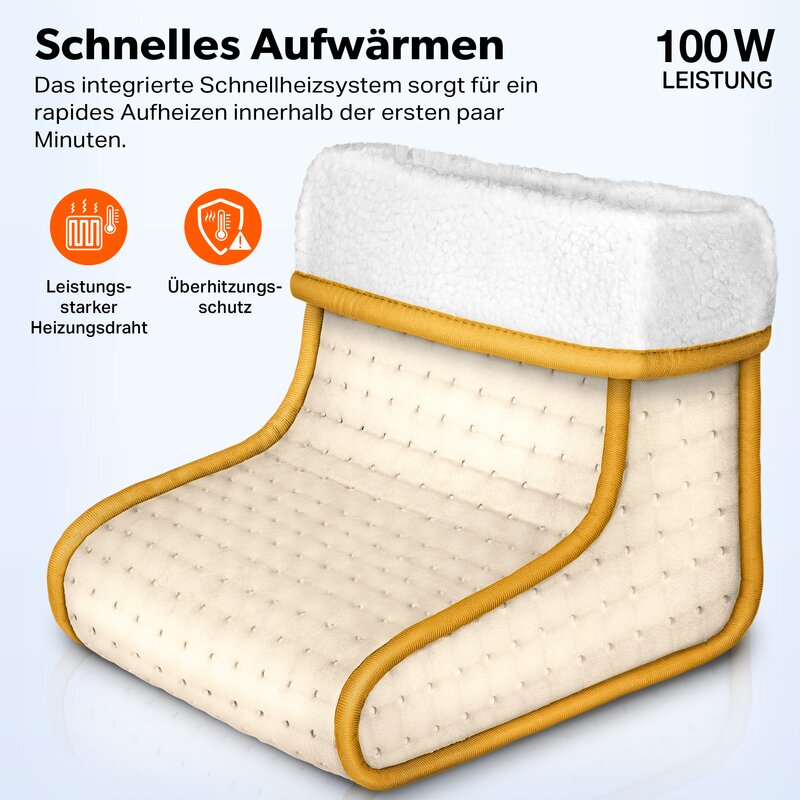 JIZZU Elektrischer Fußwärmer Mit Timer - 3 Temperaturstufen Für Kalte Füße