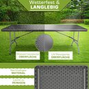tillvex Gartentisch klappbar anthrazit 180x75cm | Buffettisch Kunststoff mit Tragegriff | Klapptisch f�r Garten Terrasse und Balkon | Campingtisch 6 Personen