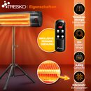 TRESKO Heizstrahler Infrarot 2500W schwarz mit Fernbedienung & Abdeckung | W�rmestrahler elektrisch mit 3 Heizstufen | Terrassenstrahler  Innen & Au�en | Infrarotstrahler h�henverstellbar