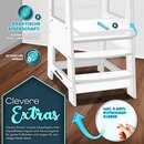 KIDUKU Lernturm Wei aus Holz ab 1 Jahr mit 4 Stck Antirutsch Pads | Montessori Kinder-Schemel fr Kinder | Lerntower fr hchste Sicherheit | Learning Tower fr Mdchen & Jungen