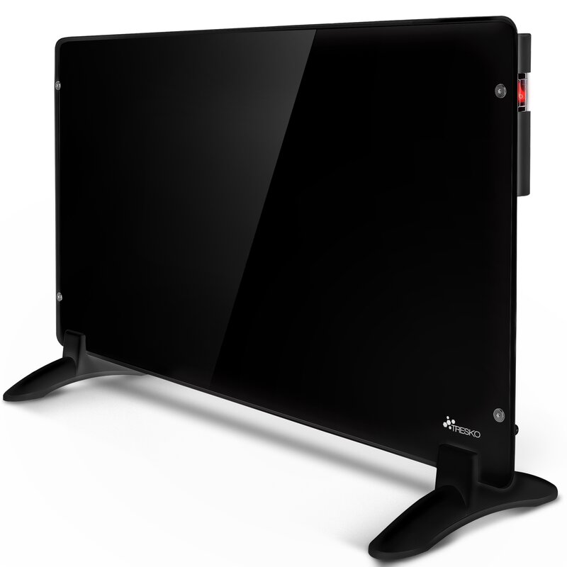 TRESKO Konvektor Heizung 600-1000 Watt Elektroheizung Wandheizung Glaskonvektor Heizkrper Wand 600 Watt / schwarz