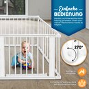 KIDUKU� 7,2 Meter Laufgitter wei� XXL klappbar inkl. T�r, bestehend aus 8 Elementen, individuell formbar Laufstall Absperrgitter