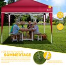 tillvex Pavillon 3x3m wasserdicht Rot | Pop-Up Faltpavillon hhenverstellbar | Gartenzelt UV Schutz 50+ | Partyzelt mit Tasche fr Garten