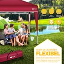 tillvex Pavillon 3x3m wasserdicht Rot | Pop-Up Faltpavillon hhenverstellbar | Gartenzelt UV Schutz 50+ | Partyzelt mit Tasche fr Garten