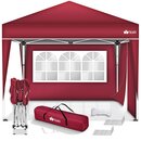 tillvex Pavillon 3x3m wasserdicht Rot - mit 2 Seitenteilen | Pop-Up Faltpavillon hhenverstellbar | Gartenzelt UV Schutz 50+ | Partyzelt mit Tasche fr Garten