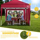 tillvex Pavillon 3x3m wasserdicht Rot - mit 2 Seitenteilen | Pop-Up Faltpavillon hhenverstellbar | Gartenzelt UV Schutz 50+ | Partyzelt mit Tasche fr Garten