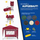 tillvex Pavillon 3x3m wasserdicht Rot - mit 2 Seitenteilen | Pop-Up Faltpavillon hhenverstellbar | Gartenzelt UV Schutz 50+ | Partyzelt mit Tasche fr Garten