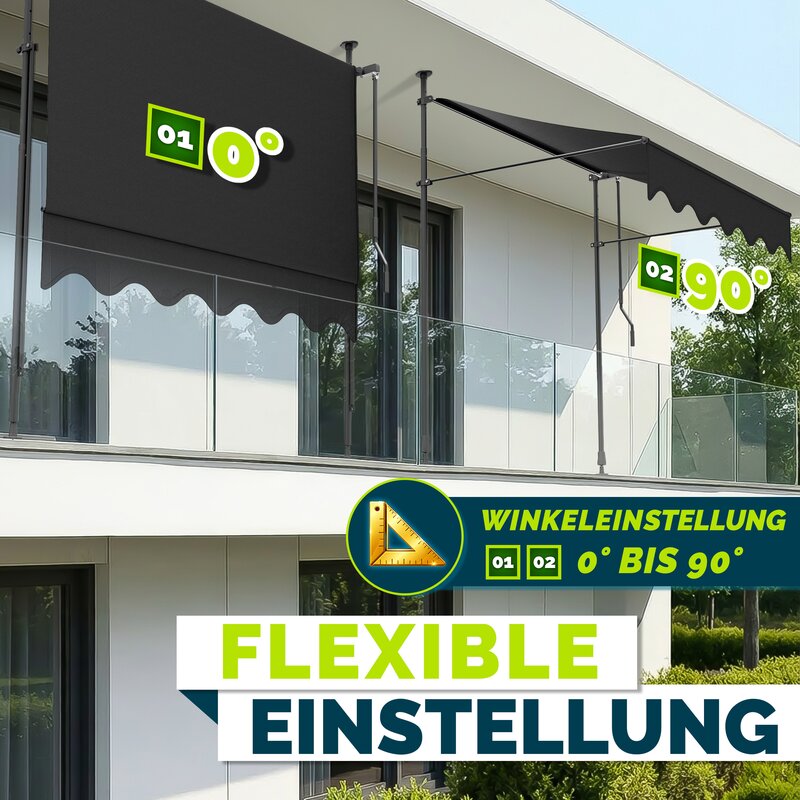 tillvex Klemmmarkise mit LED mit Handkurbel Balkon | Balkonmarkise oh,  82,99