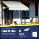 tillvex Klemmmarkise 150 cm Beige mit LED mit Handkurbel Balkon | Balkonmarkise ohne Bohren | Markise UV-bestndig & hhenverstellbar | Sonnenschutz wasserdicht