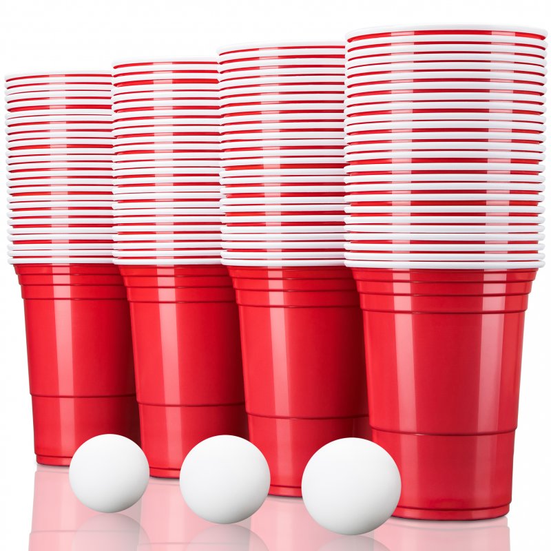 TRESKO Rote Partybecher 50 Stck Trinkbecher Einwegbecher Plastikbecher Party Beer Pong Cups