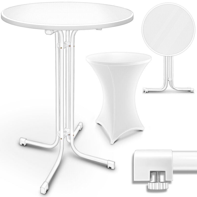 tillvex Gastro Stehtisch klappbar 70-80cm | Bistrotisch FERTIG MONTIERT | Klapptisch rund - wetterfester Partytisch | Gartentisch Indoor & Outdoor