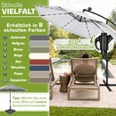 tillvex Alu Ampelschirm Grau LED Solar � 300 cm mit Kurbel | Sonnenschirm mit An-/Ausschalter | Gartenschirm UV-Schutz Aluminium | Kurbelschirm mit St�nder Marktschirm wasserdicht