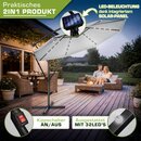 tillvex Alu Ampelschirm Grau LED Solar � 300 cm mit Kurbel | Sonnenschirm mit An-/Ausschalter | Gartenschirm UV-Schutz Aluminium | Kurbelschirm mit St�nder Marktschirm wasserdicht
