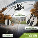 tillvex Alu Ampelschirm Grau LED Solar � 300 cm mit Kurbel | Sonnenschirm mit An-/Ausschalter | Gartenschirm UV-Schutz Aluminium | Kurbelschirm mit St�nder Marktschirm wasserdicht
