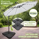 tillvex Alu Ampelschirm Grau LED Solar � 300 cm mit Kurbel | Sonnenschirm mit An-/Ausschalter | Gartenschirm UV-Schutz Aluminium | Kurbelschirm mit St�nder Marktschirm wasserdicht
