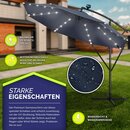 tillvex Alu Ampelschirm Navy-Blau LED Solar  350 cm mit Kurbel | Sonnenschirm mit An-/Ausschalter | Gartenschirm UV-Schutz Aluminium | Kurbelschirm mit Stnder Marktschirm wasserdicht