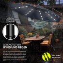 tillvex Alu Ampelschirm Navy-Blau LED Solar  350 cm mit Kurbel | Sonnenschirm mit An-/Ausschalter | Gartenschirm UV-Schutz Aluminium | Kurbelschirm mit Stnder Marktschirm wasserdicht