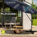 tillvex Alu Ampelschirm Navy-Blau LED Solar  350 cm mit Kurbel | Sonnenschirm mit An-/Ausschalter | Gartenschirm UV-Schutz Aluminium | Kurbelschirm mit Stnder Marktschirm wasserdicht