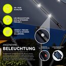 tillvex Alu Ampelschirm Navy-Blau LED Solar  350 cm mit Kurbel | Sonnenschirm mit An-/Ausschalter | Gartenschirm UV-Schutz Aluminium | Kurbelschirm mit Stnder Marktschirm wasserdicht