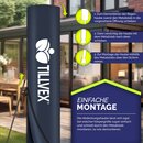 tillvex Alu Ampelschirm Navy-Blau LED Solar  350 cm mit Kurbel | Sonnenschirm mit An-/Ausschalter | Gartenschirm UV-Schutz Aluminium | Kurbelschirm mit Stnder Marktschirm wasserdicht