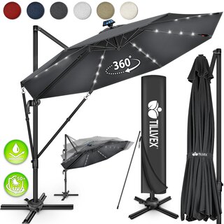 tillvex Premium Alu Sonnenschirm 330 cm + Abdeckung &...