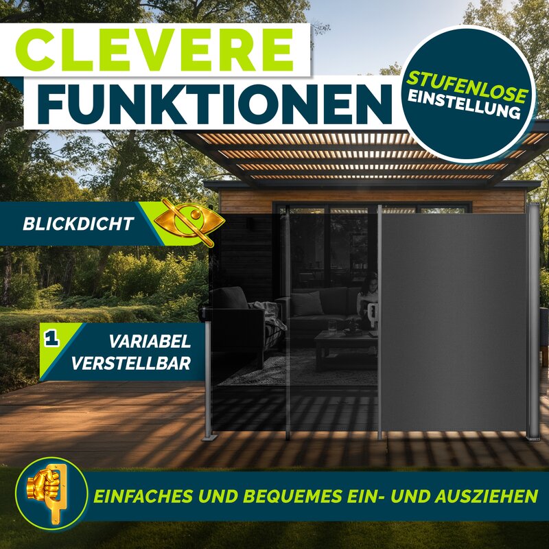 tillvex Seitenmarkise ausziehbar & Blickdicht | Sichtschutz fr Balk,  59,99