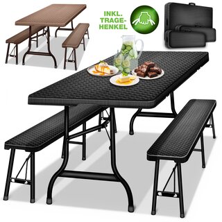 tillvex Bierzeltgarnitur Set Rattan klappbar...