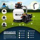 tillvex Sandfilteranlage Pool 10 m/h inkl. 800g Filterblle wei/orange | Filteranlage 7-Wege Ventil & 2in1 Adapter 32mm - 38mm | Poolfilter mit Druckanzeige | Sandfilter fr Schwimmbecken