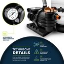 tillvex Sandfilteranlage Pool 10 m/h inkl. 800g Filterblle wei/orange | Filteranlage 7-Wege Ventil & 2in1 Adapter 32mm - 38mm | Poolfilter mit Druckanzeige | Sandfilter fr Schwimmbecken