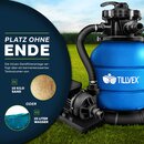 tillvex Sandfilteranlage Pool 7.900L/h inkl. 400g Filterblle blau | Filteranlage 7-Wege Ventil & 2in1 Adapter 32mm - 38mm | Poolfilter mit Druckanzeige | Sandfilter fr Schwimmbecken