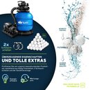 tillvex Sandfilteranlage Pool 7.900L/h inkl. 400g Filterblle blau | Filteranlage 7-Wege Ventil & 2in1 Adapter 32mm - 38mm | Poolfilter mit Druckanzeige | Sandfilter fr Schwimmbecken