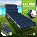 tillvex Campingbett klappbar Navyblau mit Tragetasche & Nackenkissen bis 280 kg | Campingliege Sonnenliege mit Polster | Feldbett Outdoor & Indoor | Klappbett Gstebett faltbar Garten Camping Festival Reise