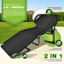 tillvex Campingbett klappbar Schwarz mit Seitentasche & Nackenkissen bis 280 kg | Campingliege Sonnenliege mit Polster | Feldbett Outdoor & Indoor | Klappbett Gstebett faltbar Garten Camping Festival Reise