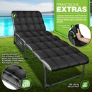 tillvex Campingbett klappbar Schwarz mit Seitentasche & Nackenkissen bis 280 kg | Campingliege Sonnenliege mit Polster | Feldbett Outdoor & Indoor | Klappbett Gstebett faltbar Garten Camping Festival Reise