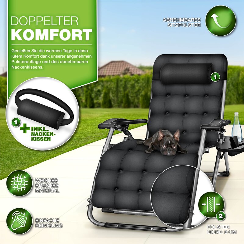 tillvex® Liegestuhl klappbar bis 200 kg